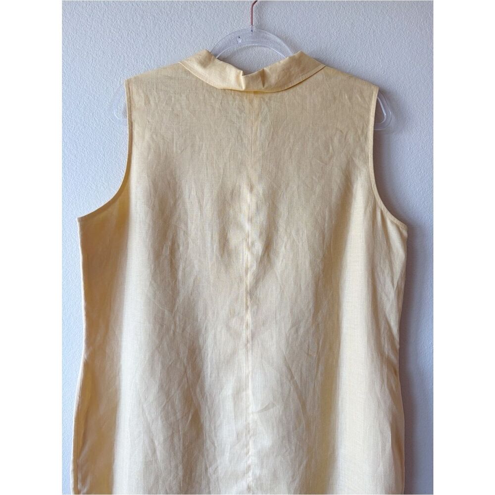 Talbots Yellow Irish Linen Shift Dress Sleeveless Button Front Midi Size 18 NWT - Picture 7 of 9